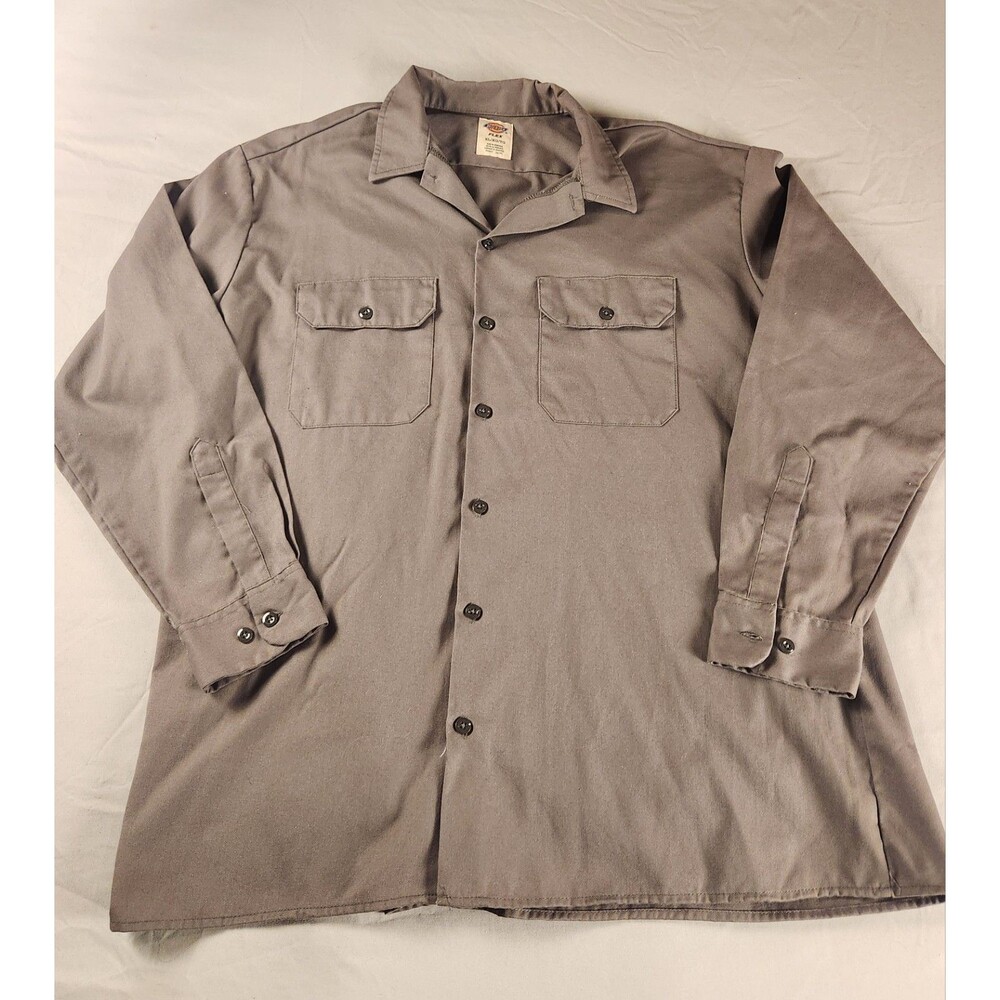 Dickies Flex Work Shirt Men’s XL Gray Button Front Long Sleeve Utility